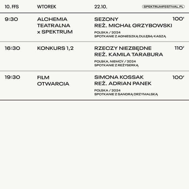 22-27.10, Świdnica: 10. Festiwal Filmowy Spektrum