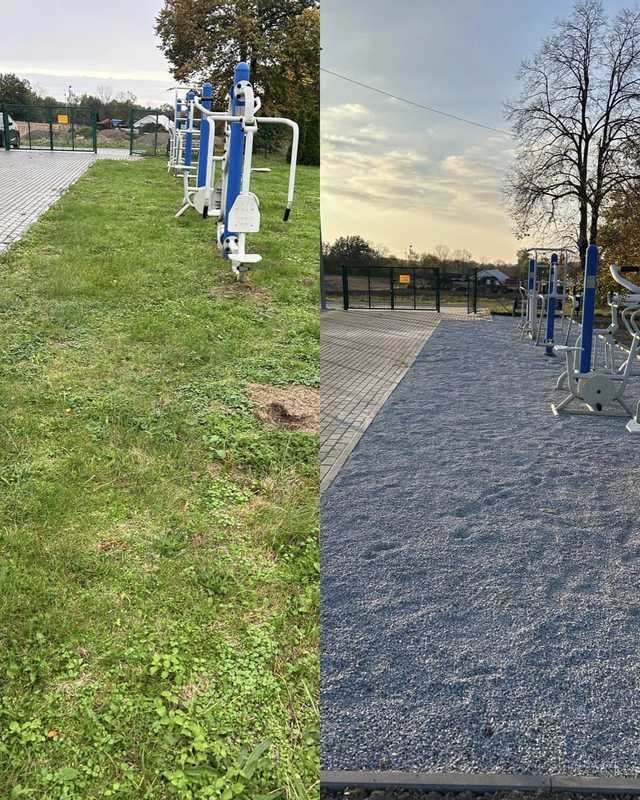 [FOTO] Chodnik, nowa szatnia, renowacja terenu przy orliku. Trwają inwestycje w gminie Marcinowice