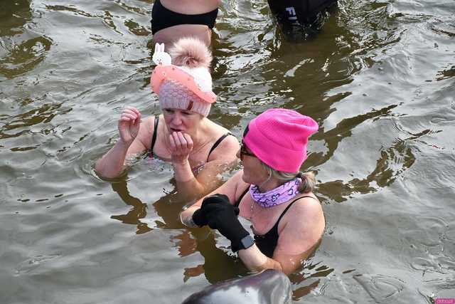 [WIDEO/FOTO] Weszli do lodowatej wody, aby wesprzeć chorą Malwinę. Charytatywne Morsowanie po raz kolejny nad zbiornikiem w Mściwojowie