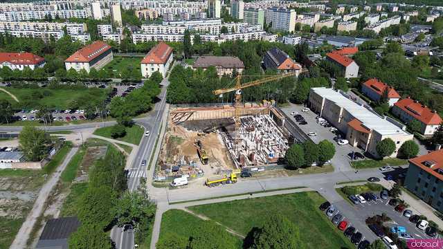 [FOTO z DRONA] Postępuje budowa nowego budynku Sądu Rejonowego. Ma być gotowy w 2027 roku