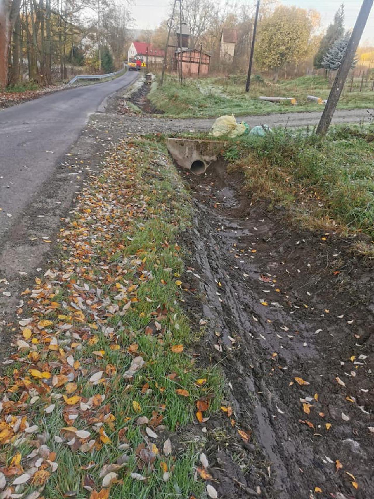 Trwa oczyszczanie przydrożnych rowów w gminach Głuszyca i Walim [Foto]