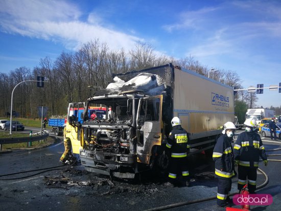 Pożar ciężarówki na łączniku Długołęka