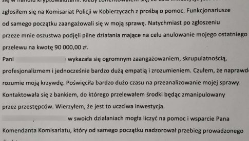 Policjanci pomogli mieszkańcowi Kobierzyc, który padł ofiarą oszustwa na giełdzie kryptowalut