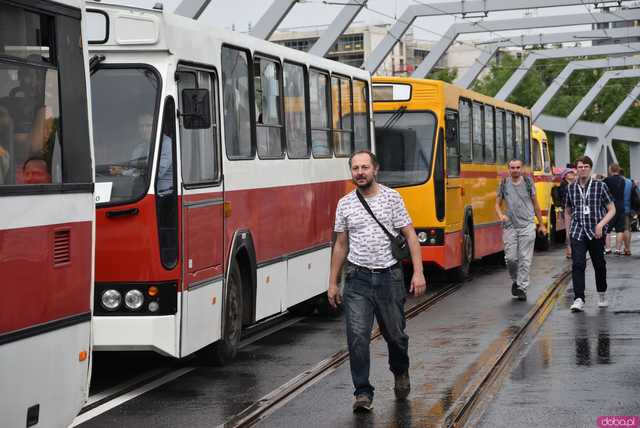 Ikarus, Ogórek, Jelcz PR i wiele innych: Parada autobusów przejechała przez wiadukt na nowej trasie autobusowo-tramwajowej na Nowy Dwór [WIDEO, FOTO]