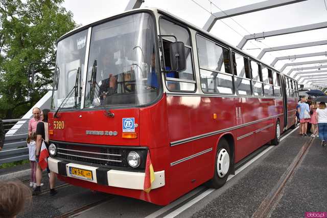 Ikarus, Ogórek, Jelcz PR i wiele innych: Parada autobusów przejechała przez wiadukt na nowej trasie autobusowo-tramwajowej na Nowy Dwór [WIDEO, FOTO]
