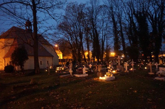Światełka pamięci na starym cmentarzu w Złotym Stoku 