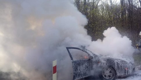 Pożar samochodu na dk46 w okolicach Mąkolna