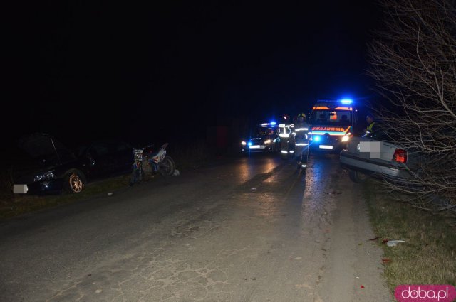 Wypadek motocykla i dwóch osobówek między Stolcem a Kamieńcem