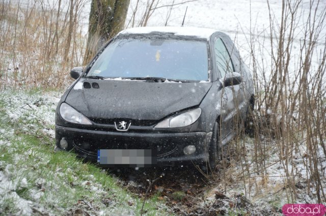 Osobówka wypadła z drogi między Stolcem a Niedźwiednikiem