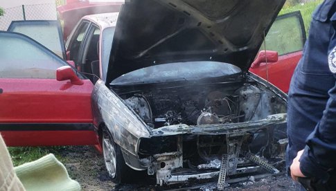 Pożar samochodu w Kalinowicach Górnych
