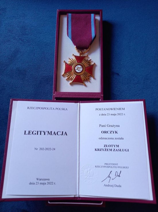 Złoty Krzyż Zasługi dla burmistrz Grażyny Orczyk