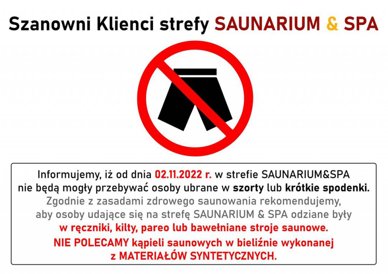Zakaz wstępu w spodenkach oraz szortach do ząbkowickiego saunarium