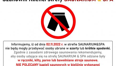 Zakaz wstępu w spodenkach oraz szortach do ząbkowickiego saunarium