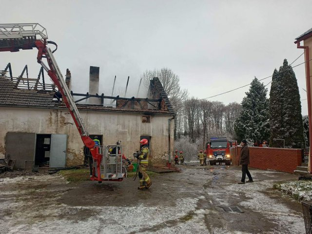 Pożar budynku w Służejowie i szklarni w Braszowicach