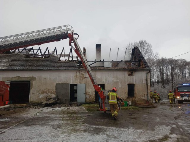 Pożar budynku w Służejowie i szklarni w Braszowicach
