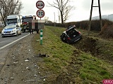 Zderzenie trzech osobówek na skrzyżowaniu dk8 i zjazdu na Tarnów