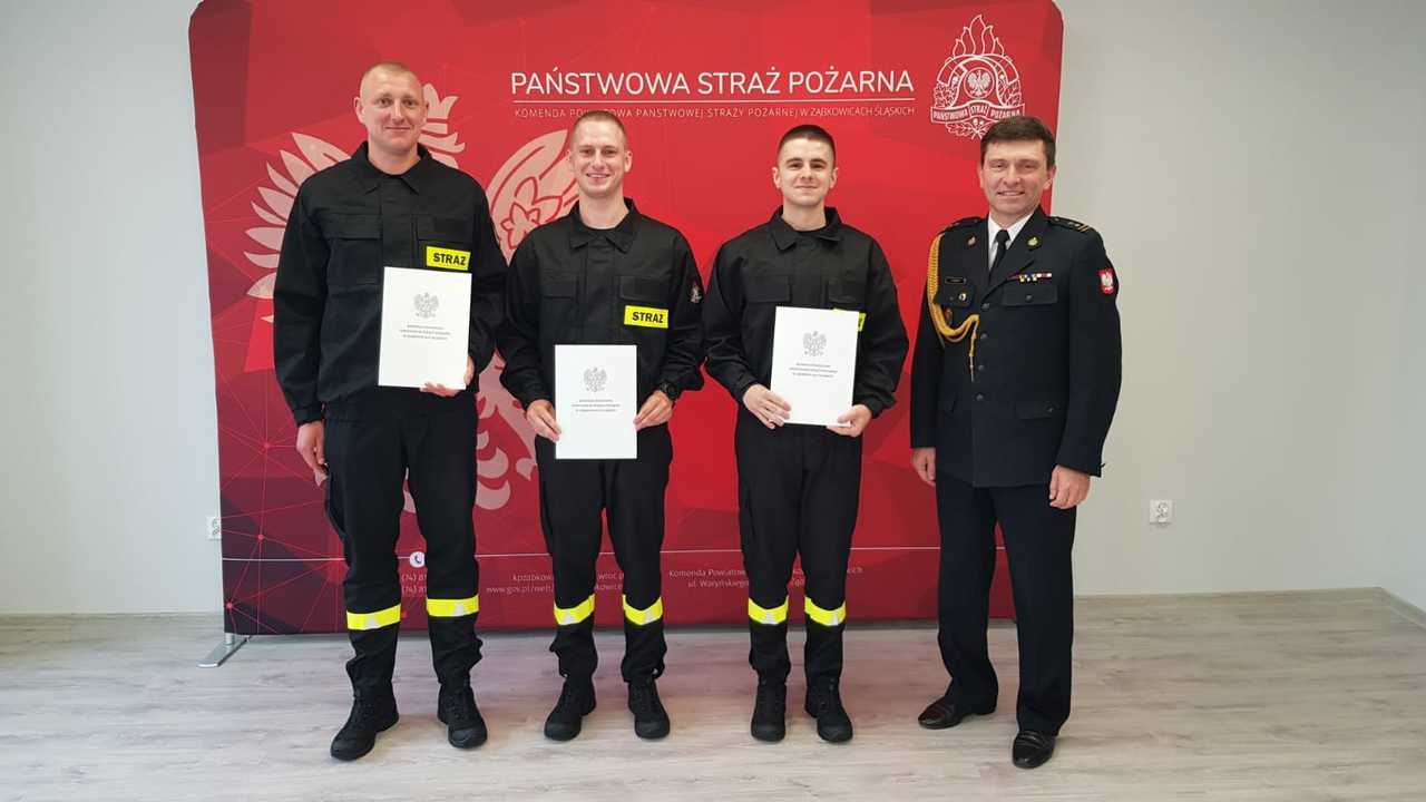 Trzech nowych strażaków rozpoczęło służbę w KP PSP w Ząbkowicach Śląskich