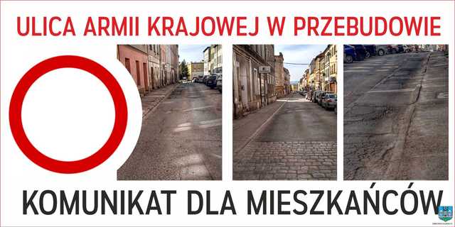 WAŻNY KOMUNIKAT! Od poniedziałku rozpocznie się przebudowa ul. Armii Krajowej – zmiana organizacji ruchu! 12.06.2024