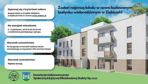 Zostań najemcą lokalu w nowo budowanym budynku wielorodzinnym w Ziębicach! NABÓR TRWA!