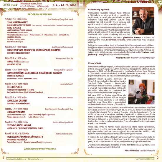 XXXII Festiwal Muzyczny Karla Dittersa w Javoniku
