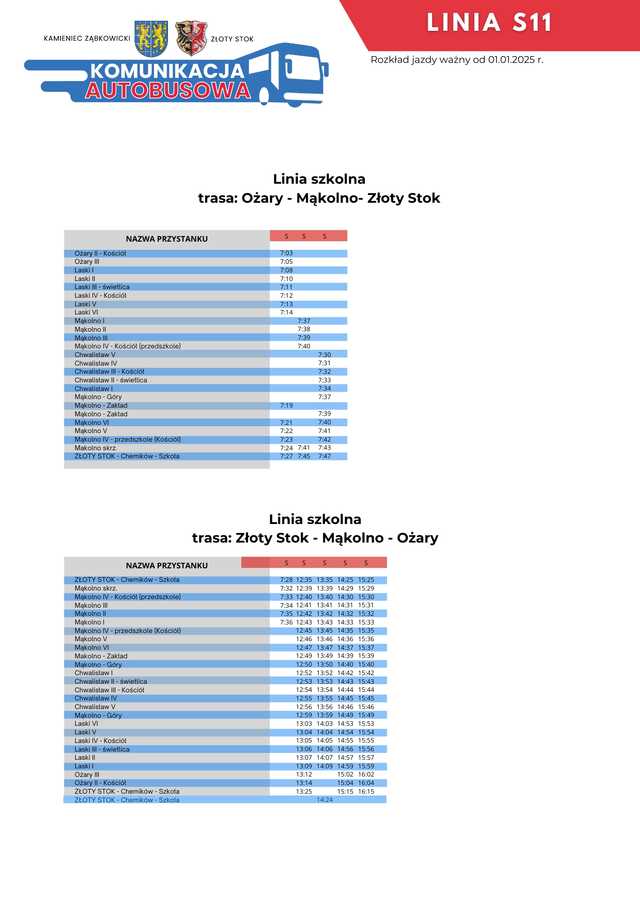 [FOTO] Złoty Stok z własną komunikacją autobusową - ZOBACZCIE ROZKŁADY JAZDY!