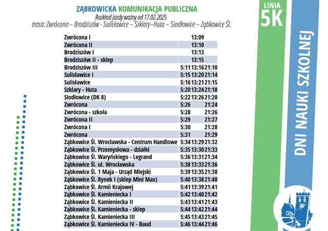 UWAGA! Będą zmiany rozkładów jazdy autobusów od 17 lutego
