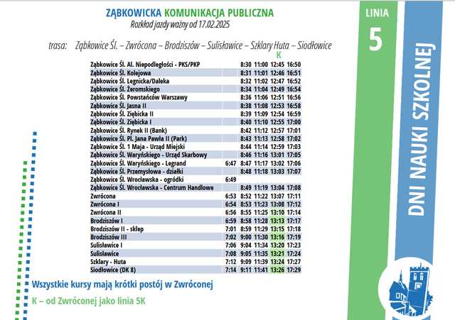 UWAGA! Będą zmiany rozkładów jazdy autobusów od 17 lutego