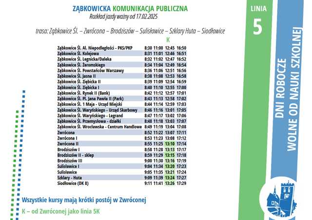 UWAGA! Będą zmiany rozkładów jazdy autobusów od 17 lutego
