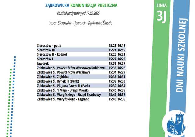 UWAGA! Będą zmiany rozkładów jazdy autobusów od 17 lutego