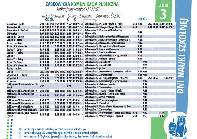 UWAGA! Będą zmiany rozkładów jazdy autobusów od 17 lutego