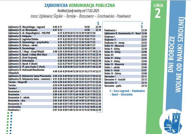 UWAGA! Będą zmiany rozkładów jazdy autobusów od 17 lutego
